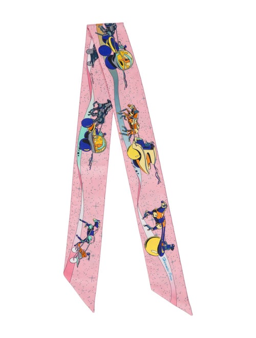 Hermès Space Derby Silk Twilly Scarf