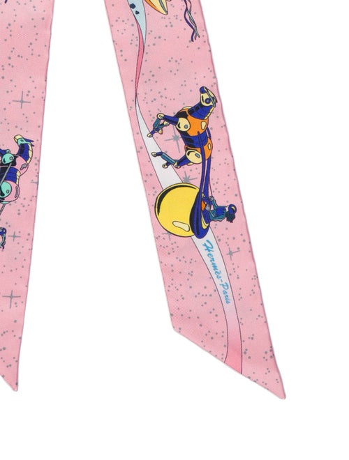 Hermès Space Derby Silk Twilly Scarf