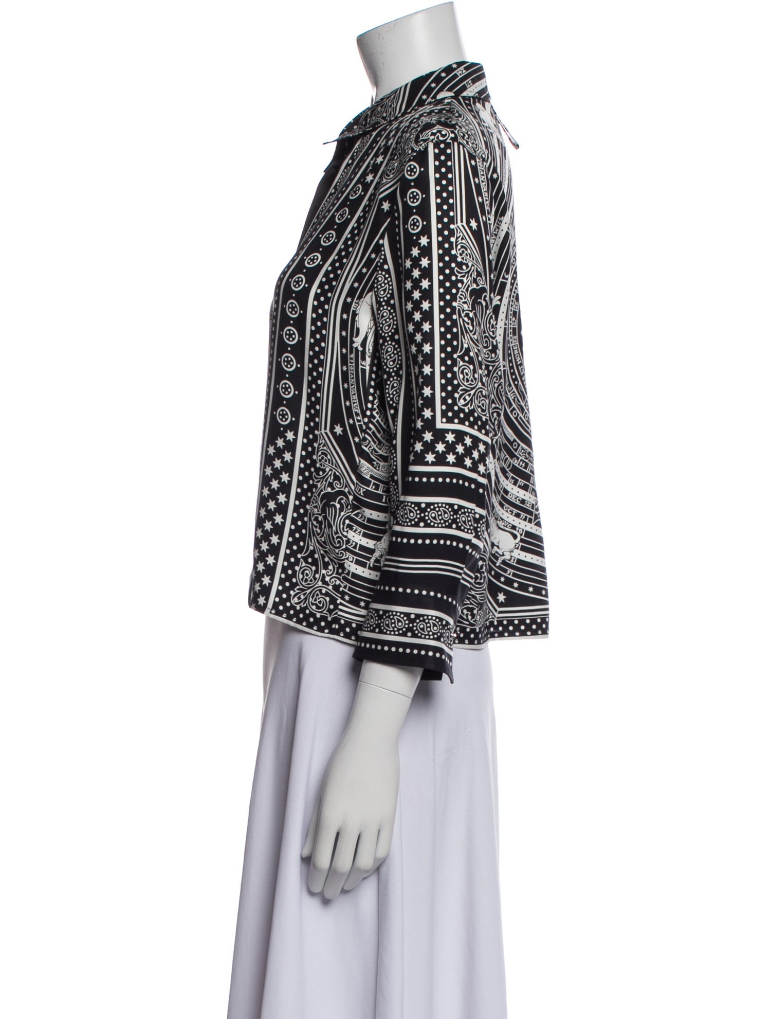 Hermès Silk Printed Button-Up Top