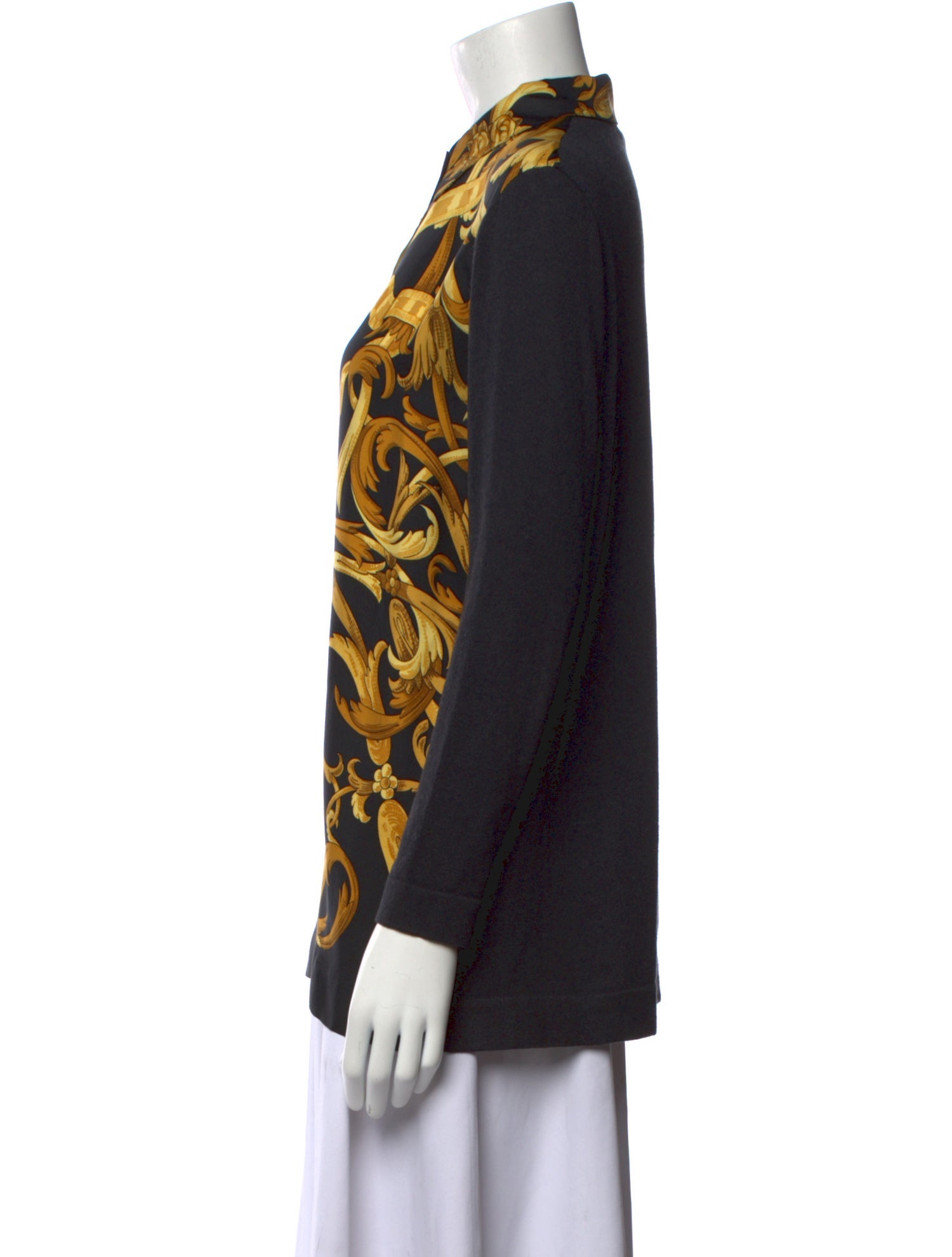 Hermès Silk Printed Button-Up Top