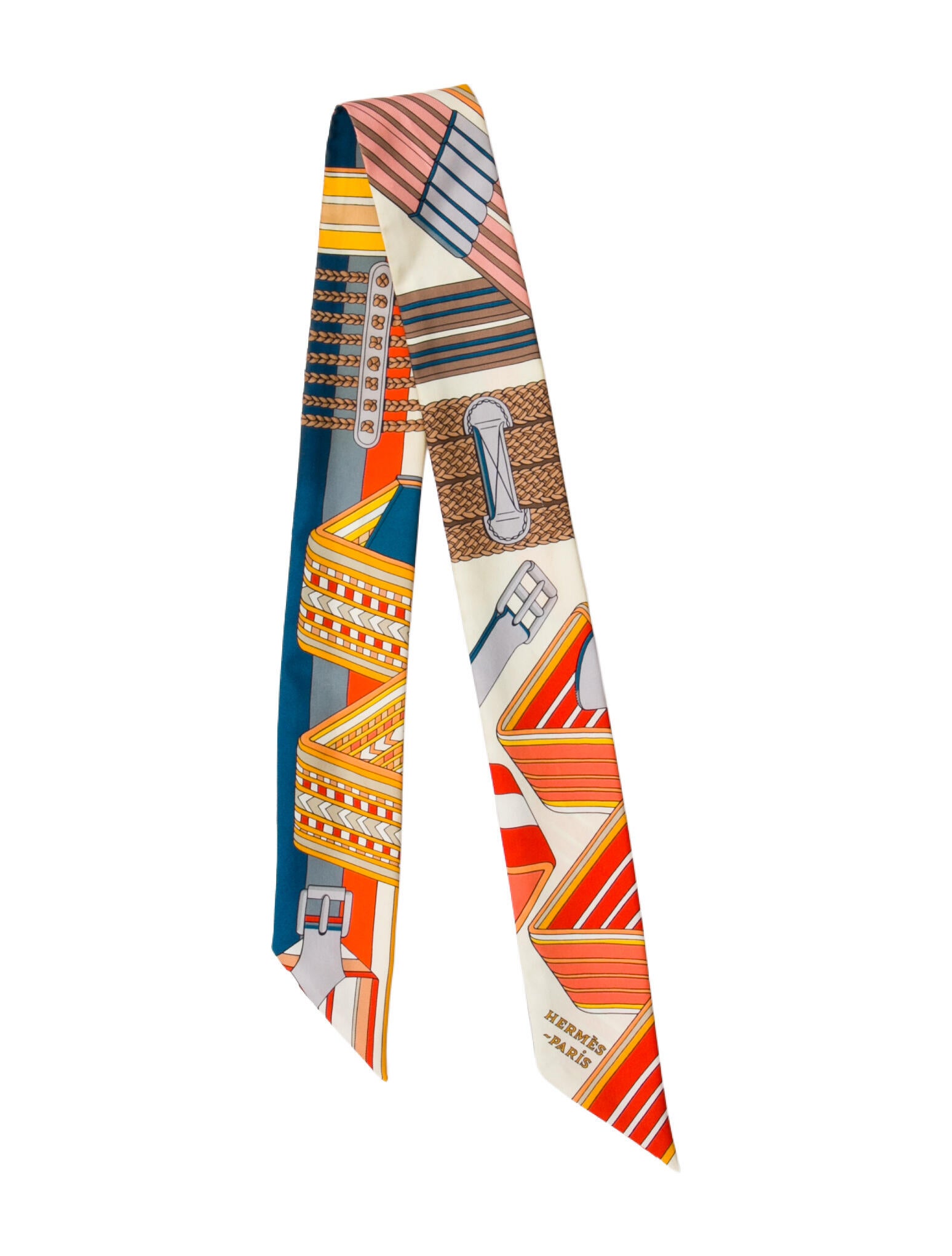 Hermès Sangles en Zigzag Silk Twilly Scarf