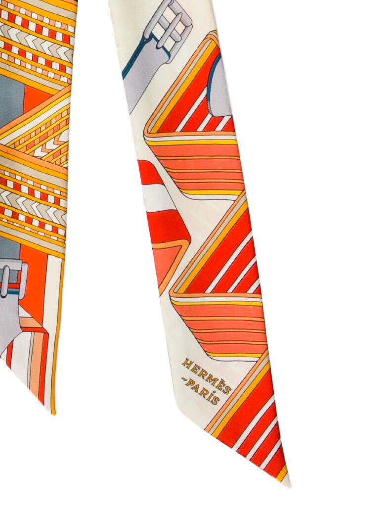 Hermès Sangles en Zigzag Silk Twilly Scarf