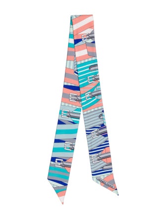 Hermès Les Sangles Silk Twilly Scarf