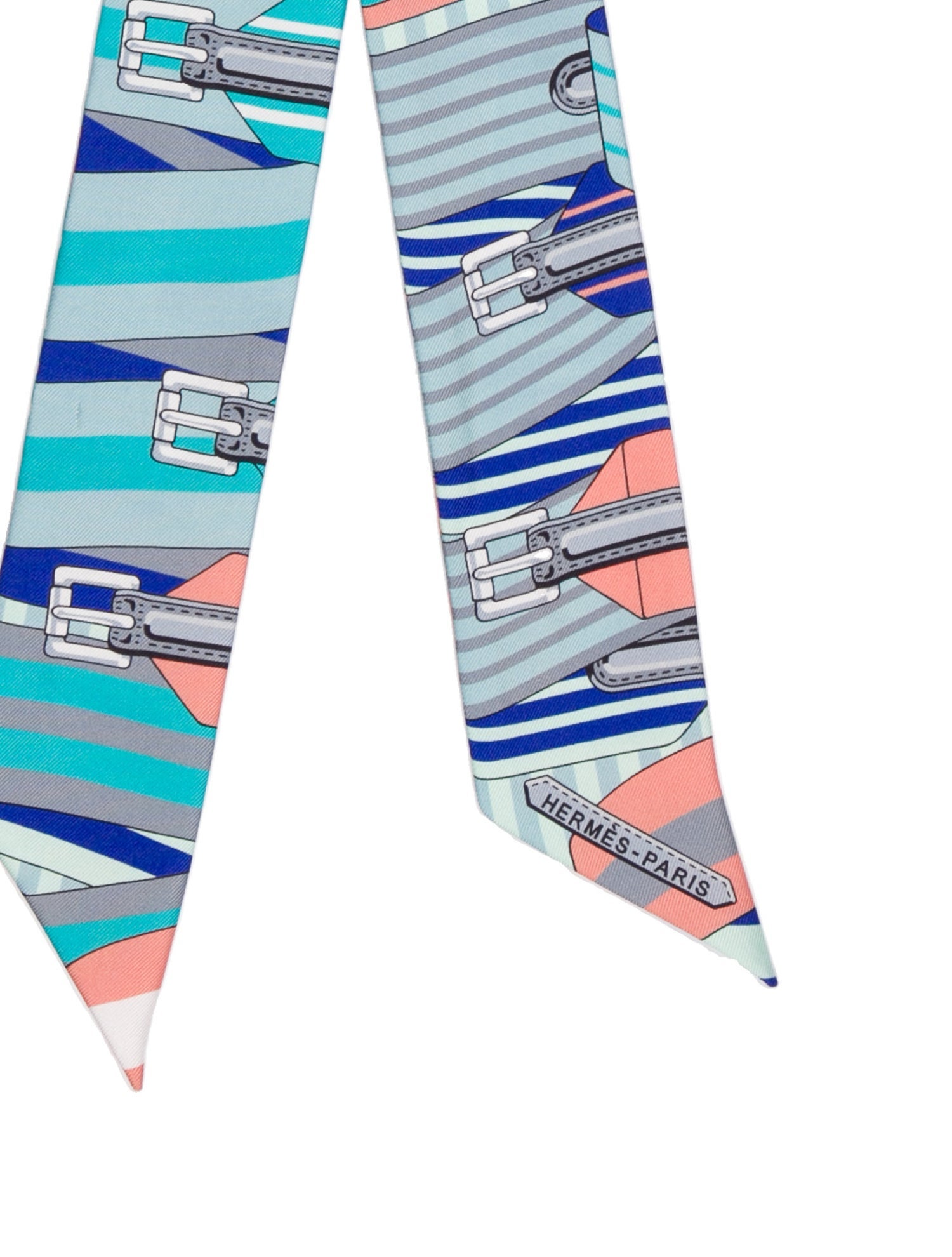 Hermès Les Sangles Silk Twilly Scarf