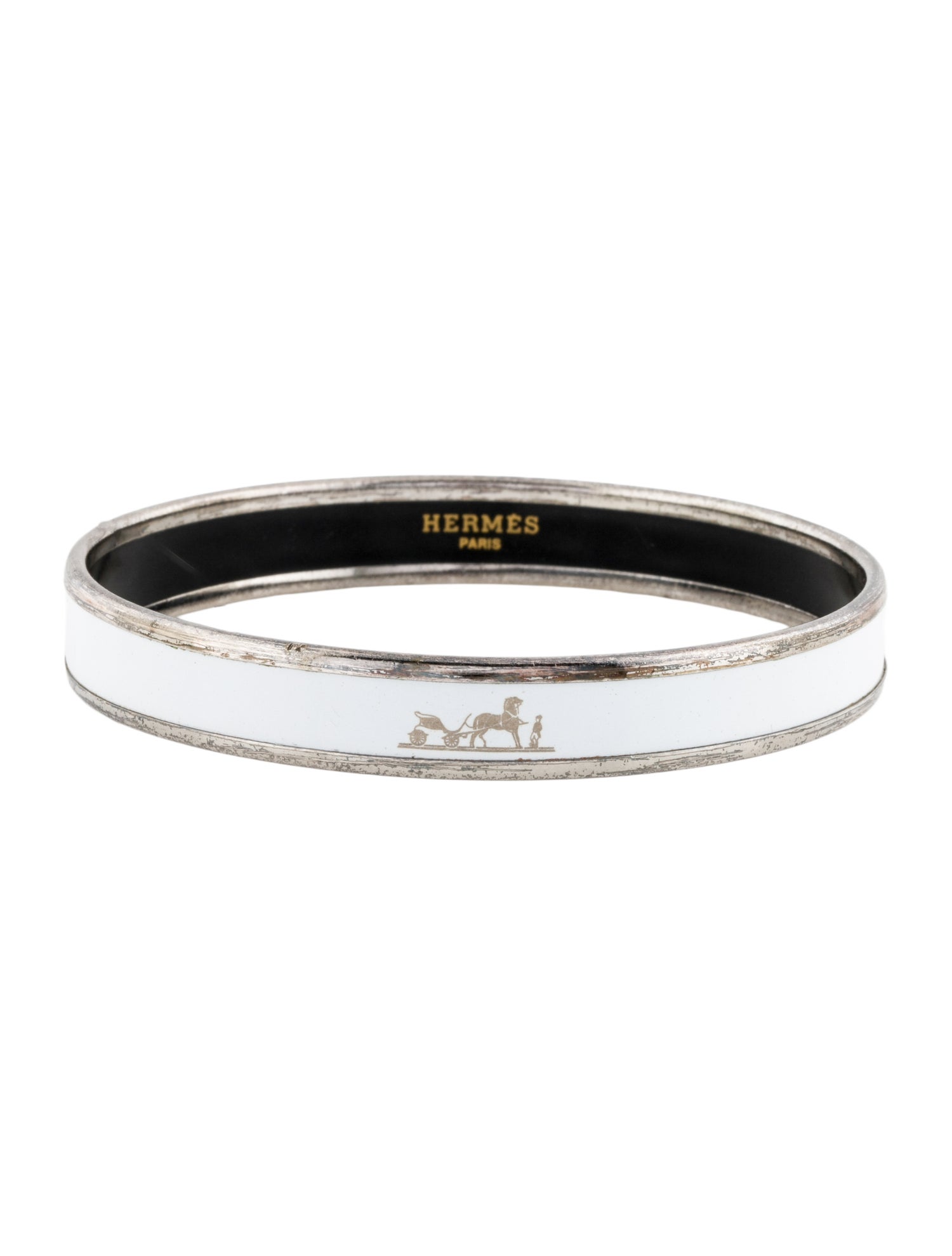 Hermès Caléche Narrow Enamel Bangle Bracelet