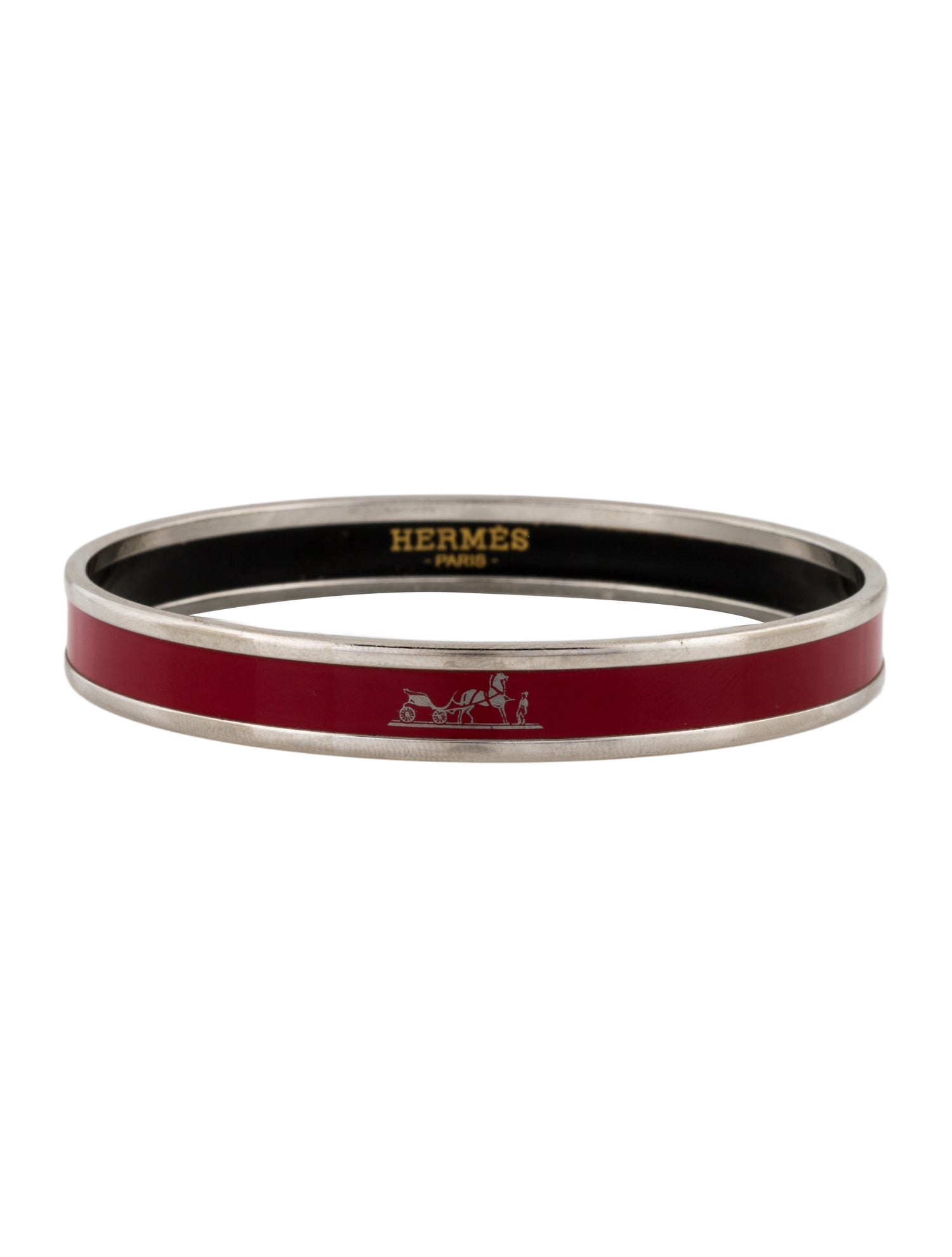 Hermès Caléche Narrow Enamel Bangle Bracelet