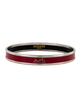 Hermès Caléche Narrow Enamel Bangle Bracelet