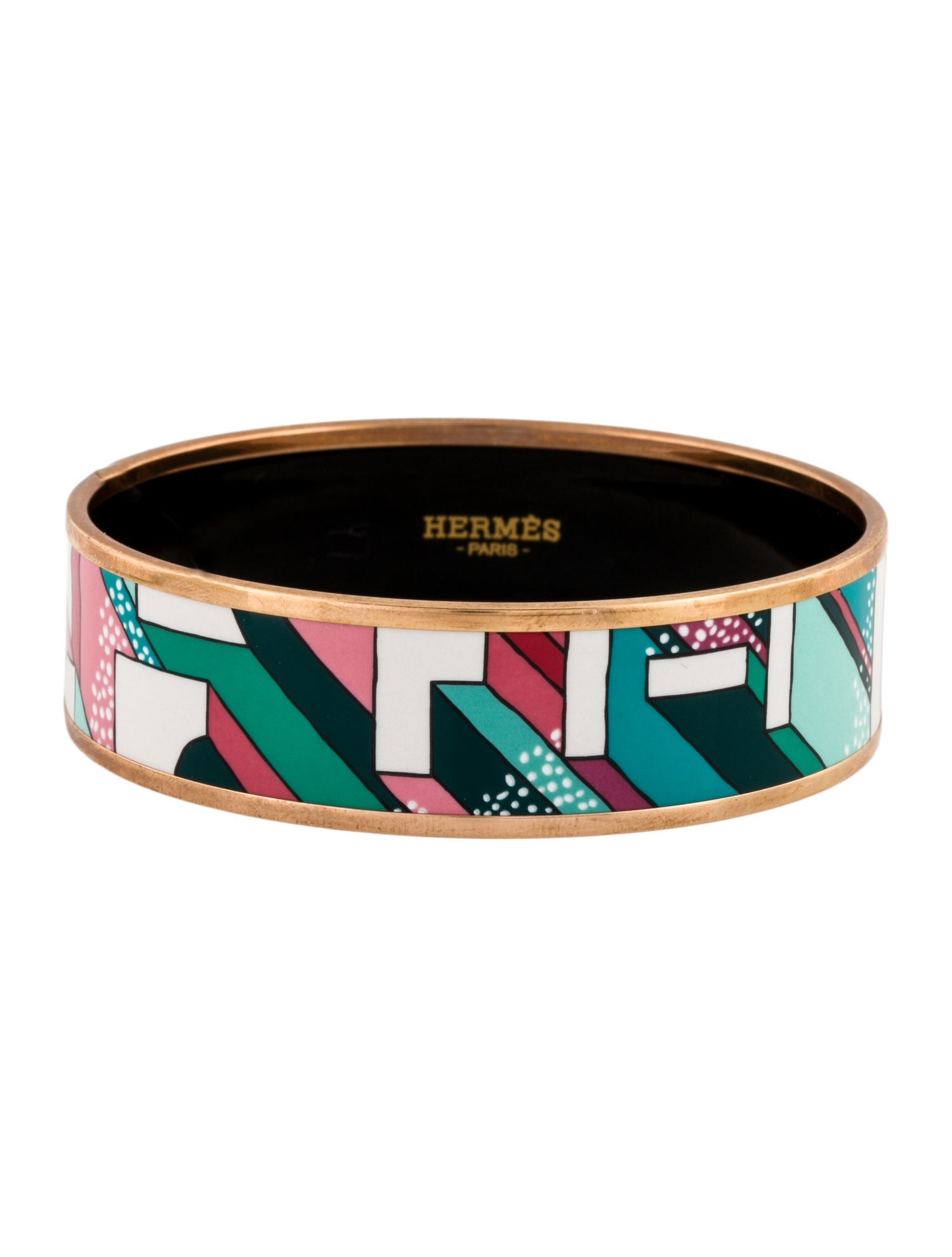 Hermès Wide Enamel Bangle Bracelet
