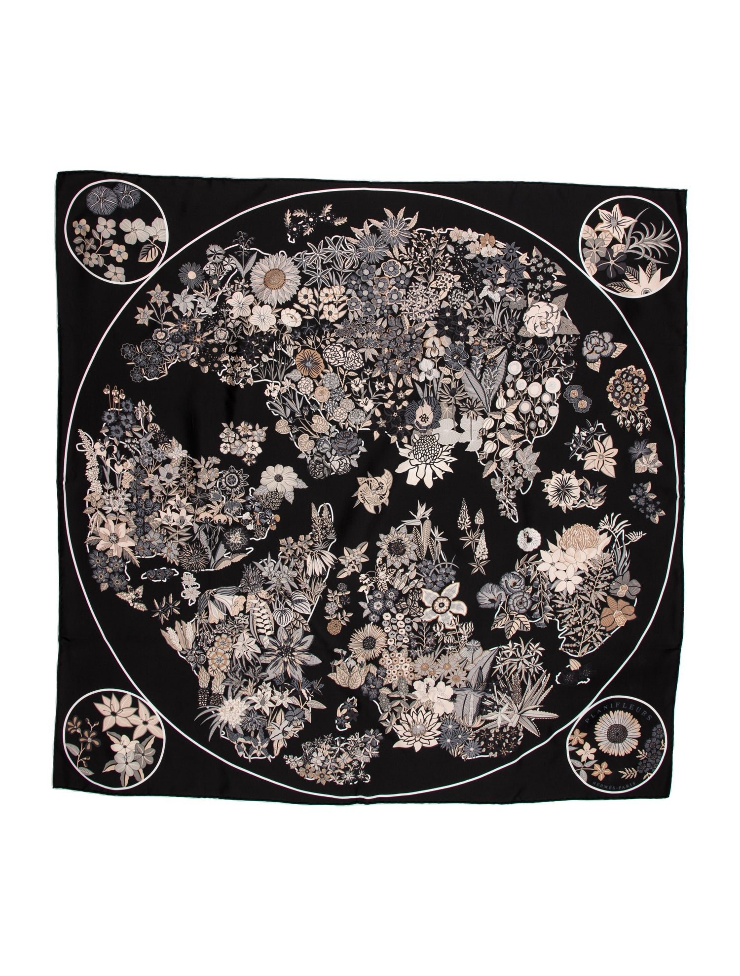 Hermès Planifleurs Silk Scarf