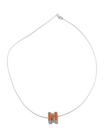 Hermès Lacquered Cube H Pendant Necklace