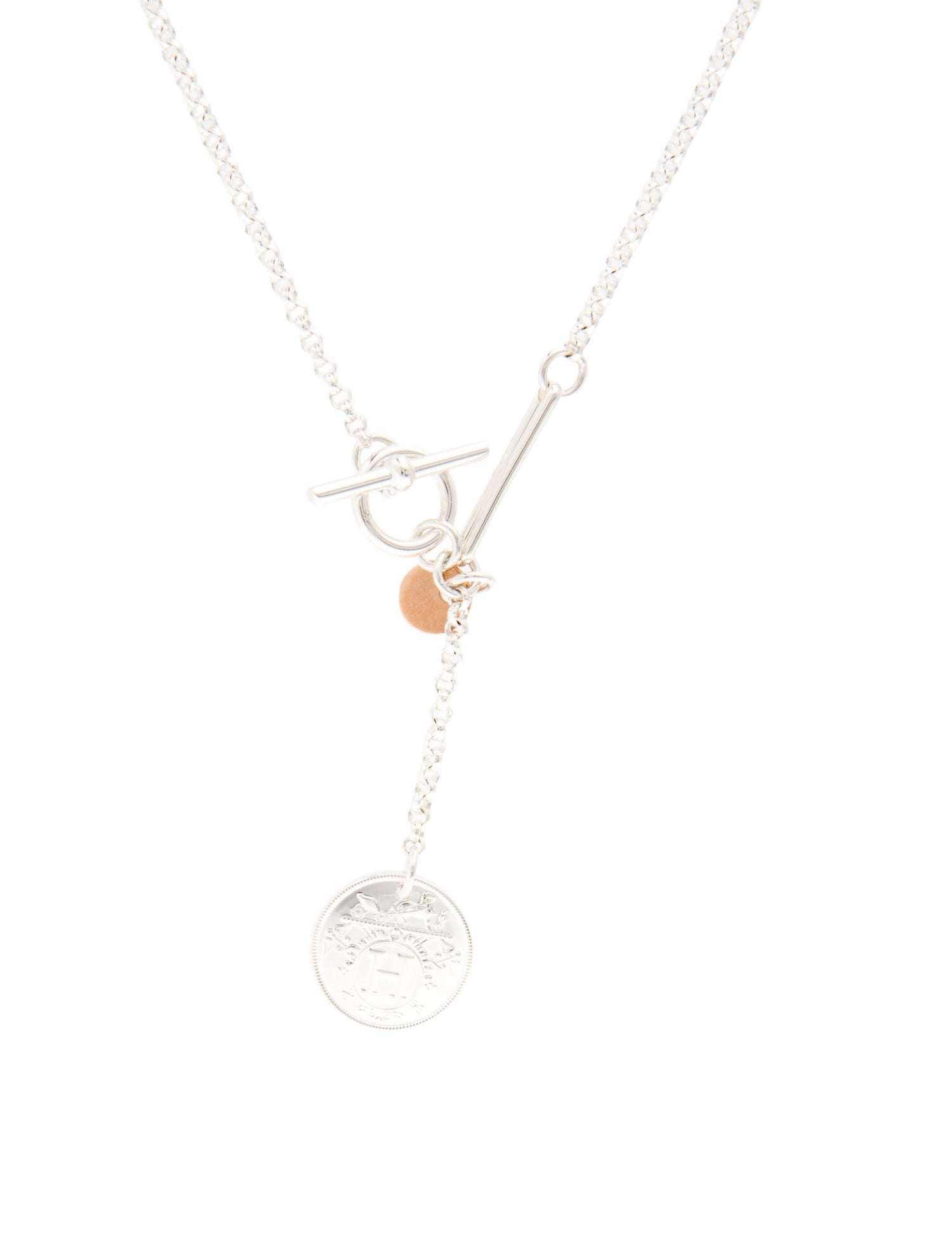 Hermès Two-Tone Ex-Libris Pendant Necklace, Small Model