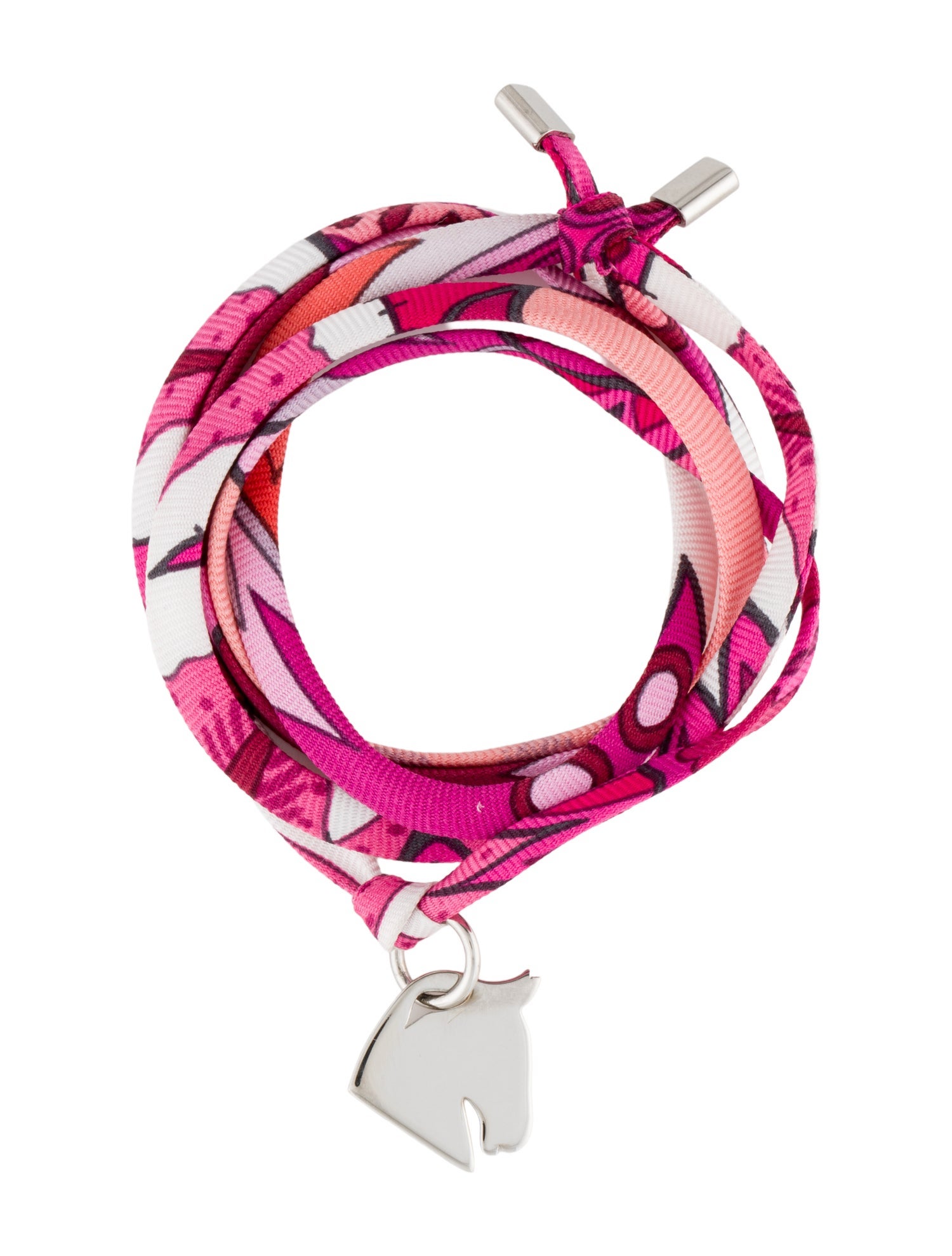 Hermès Silk Tourbillon de Couleurs Horse Head Wrap Bracelet