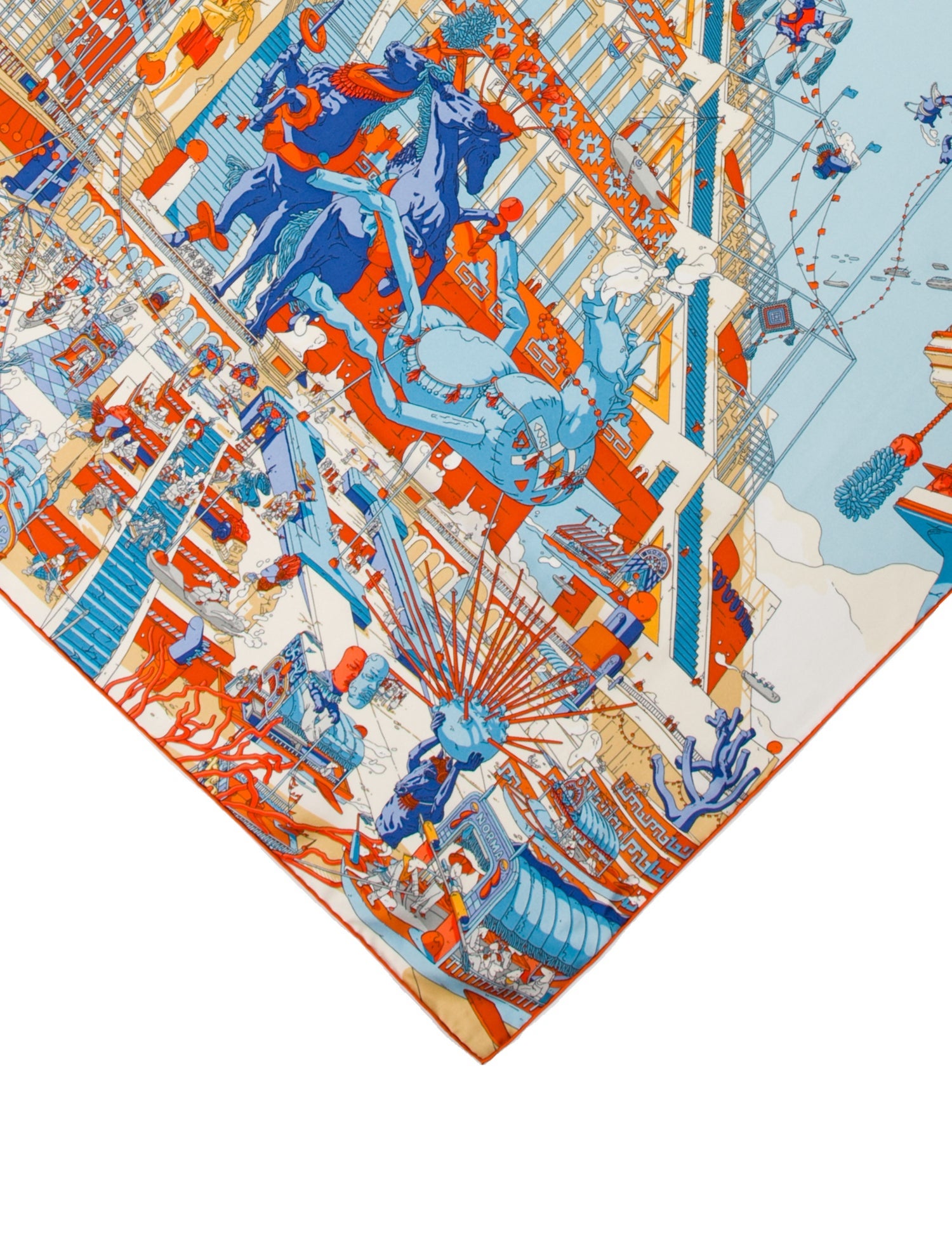 Hermès La Legende du Cheval a Plume Silk Scarf