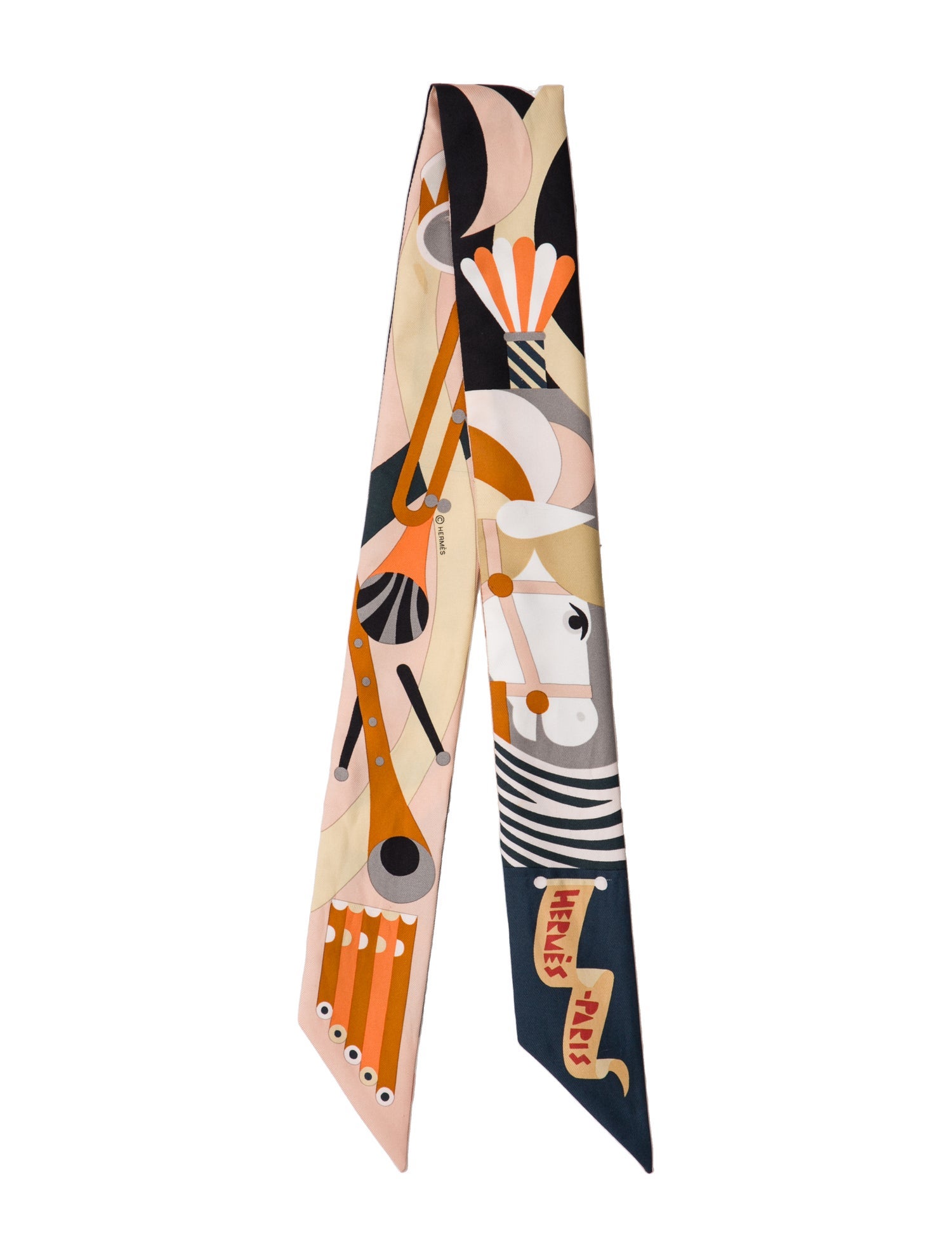 Hermès Parade en Fanfare Silk Twilly Scarf