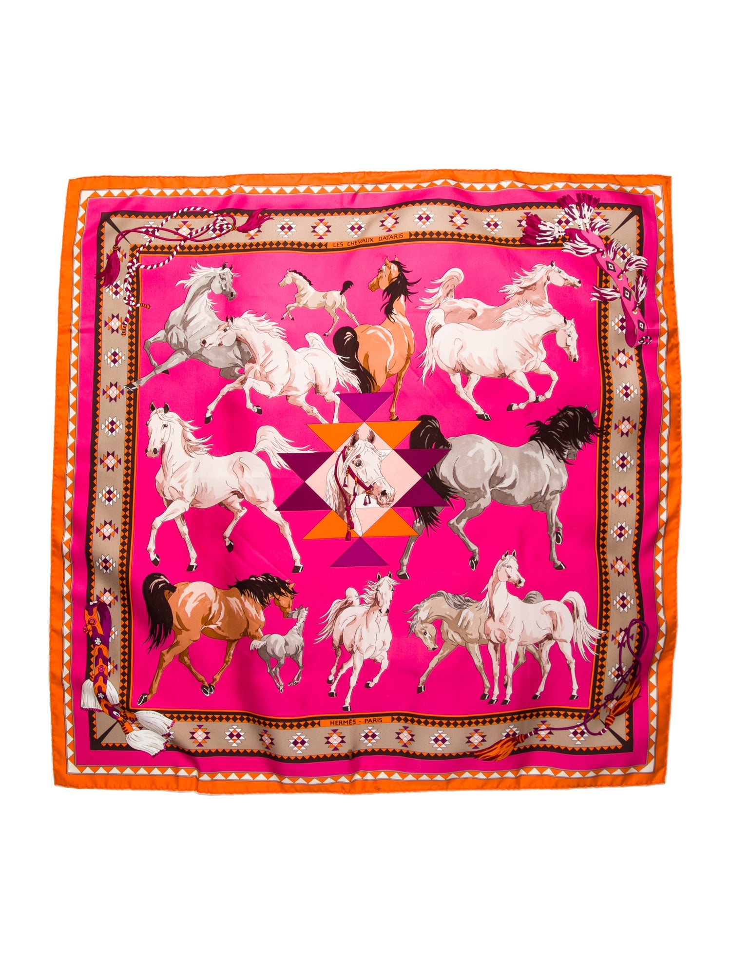 Hermès Les Chevaux Qataris Silk Scarf