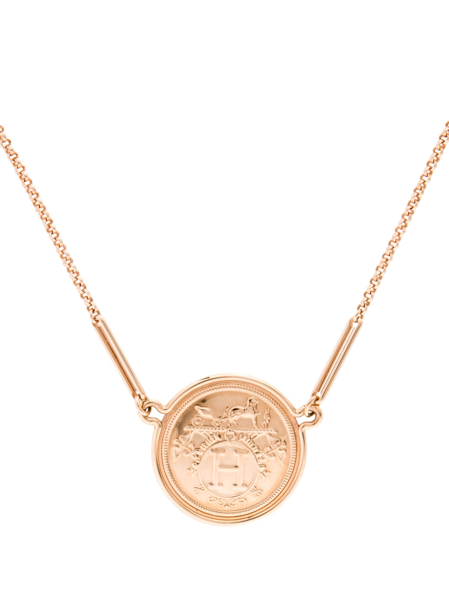 Hermès 18K Ex-Libris Pendant Necklace, Very Large Model