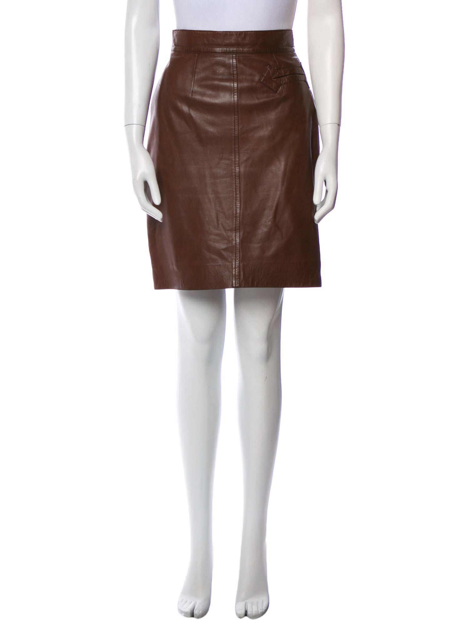 Hermès Leather Knee-Length Skirt