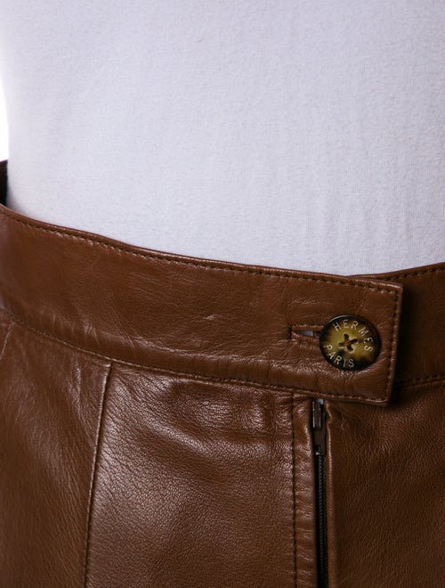 Hermès Leather Knee-Length Skirt
