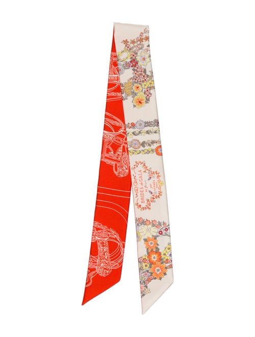 Hermès Brides de Gala en Fleurs Silk Twilly Scarf
