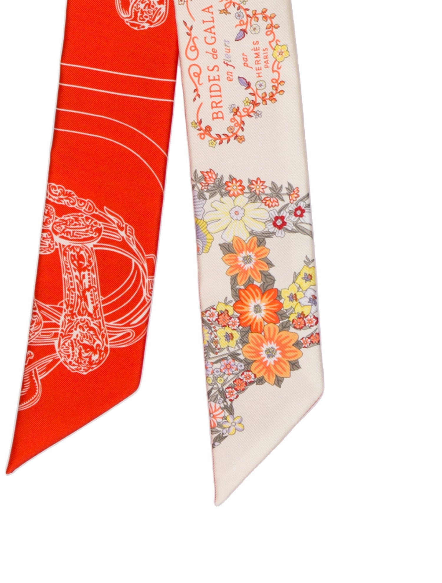 Hermès Brides de Gala en Fleurs Silk Twilly Scarf