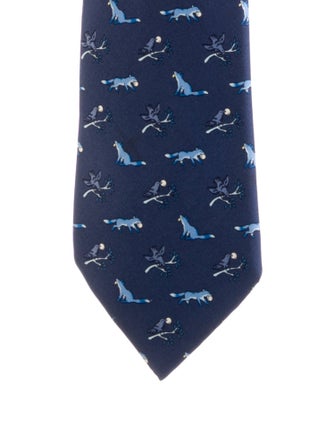 Hermès Hermès Silk Wolf & Bird Neck Tie