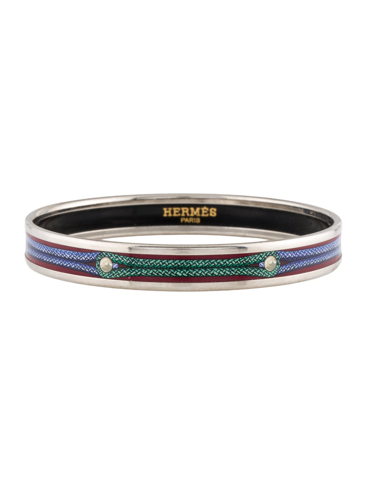 Hermès Enamel Brandebourgs Bangle Bracelet