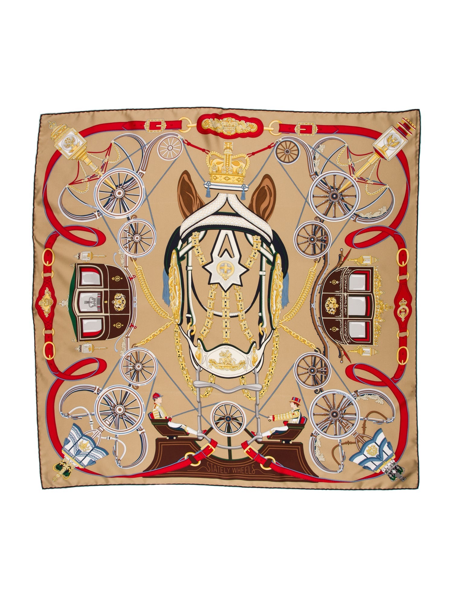 Hermès Stately Wheels Silk Scarf