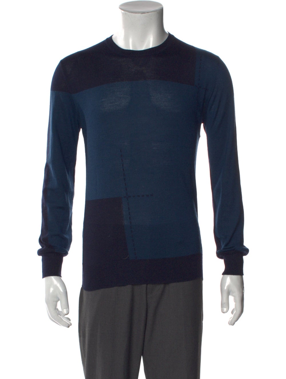 Hermès Pullover Blue Colorblock Pattern Long Slee… - image 1