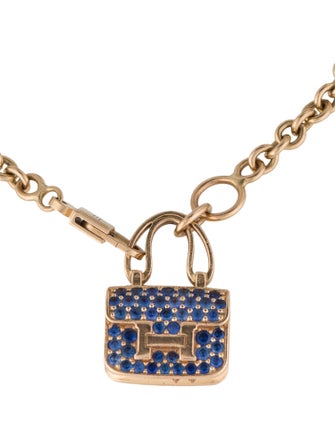Hermès 18K Sapphire Amulettes Constance Charm Bracelet