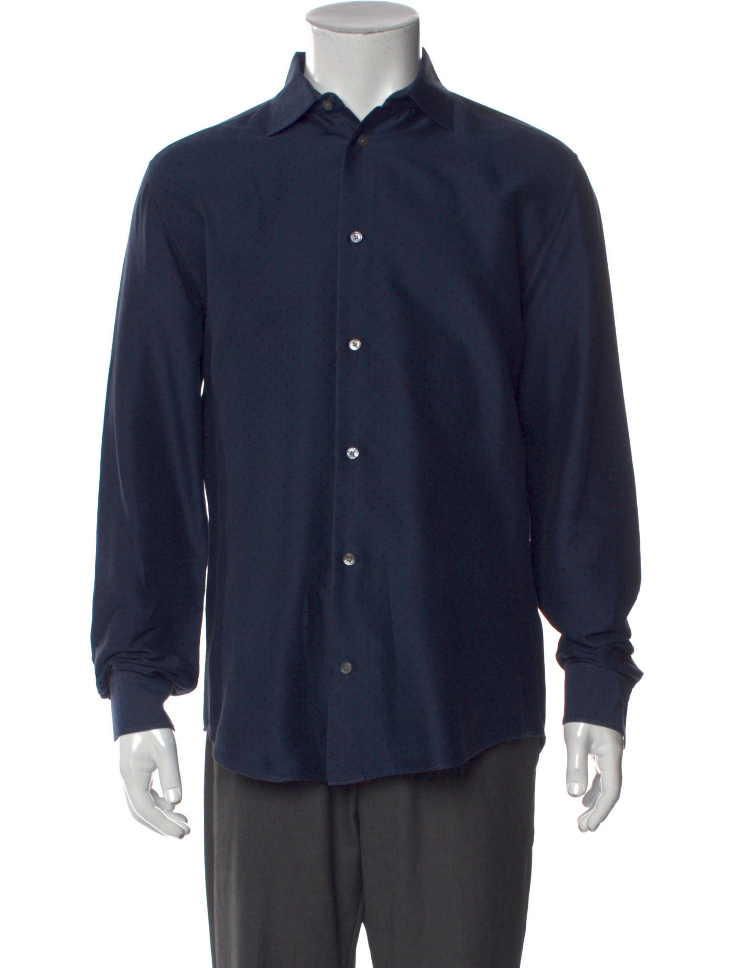 Hermès Polka Dot Print Long Sleeve Dress Shirt