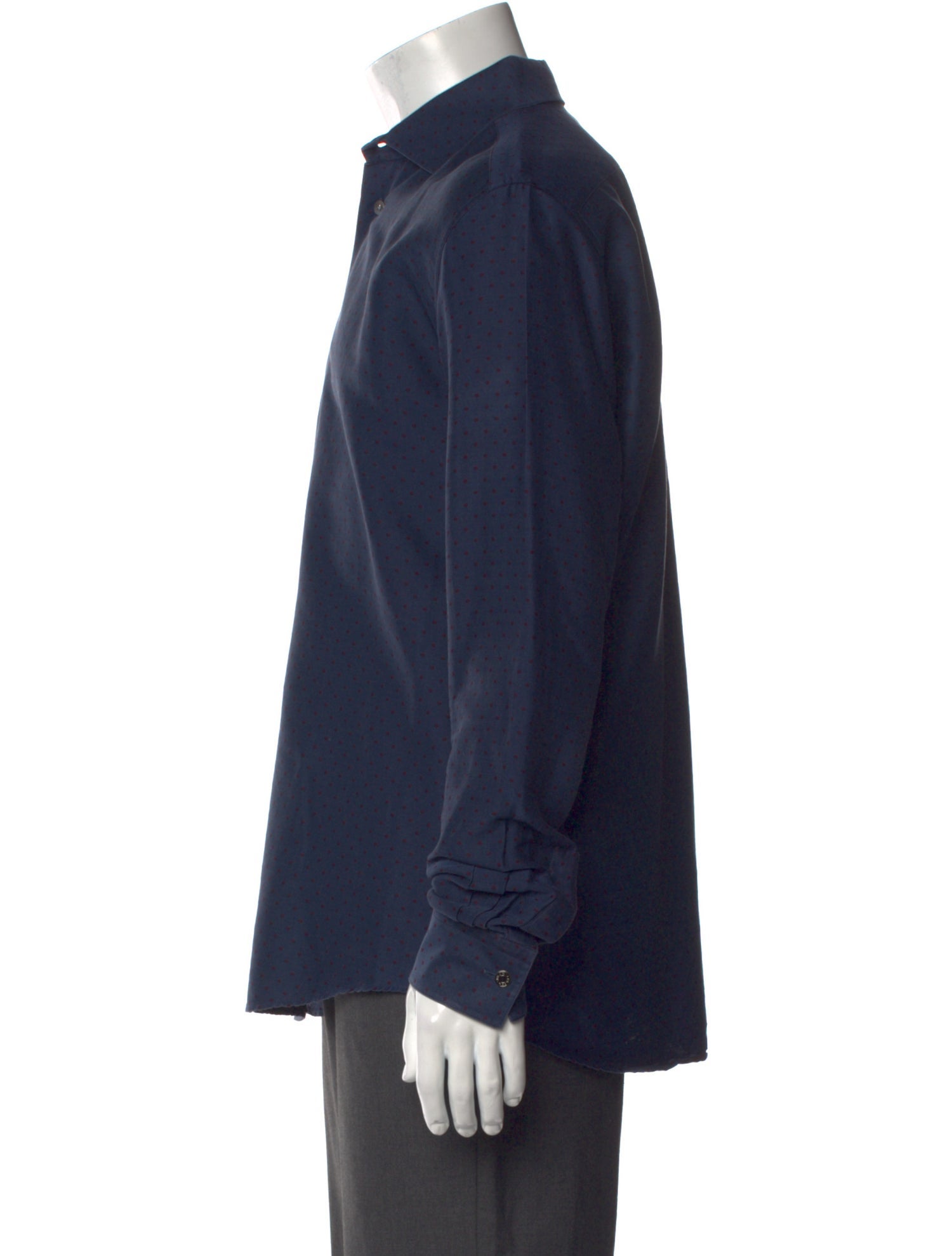 Hermès Polka Dot Print Long Sleeve Dress Shirt