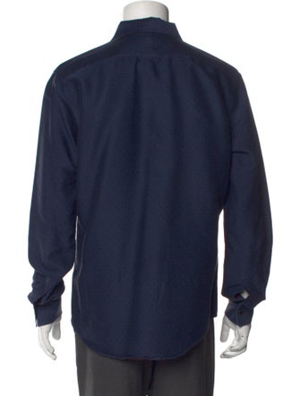 Hermès Polka Dot Print Long Sleeve Dress Shirt