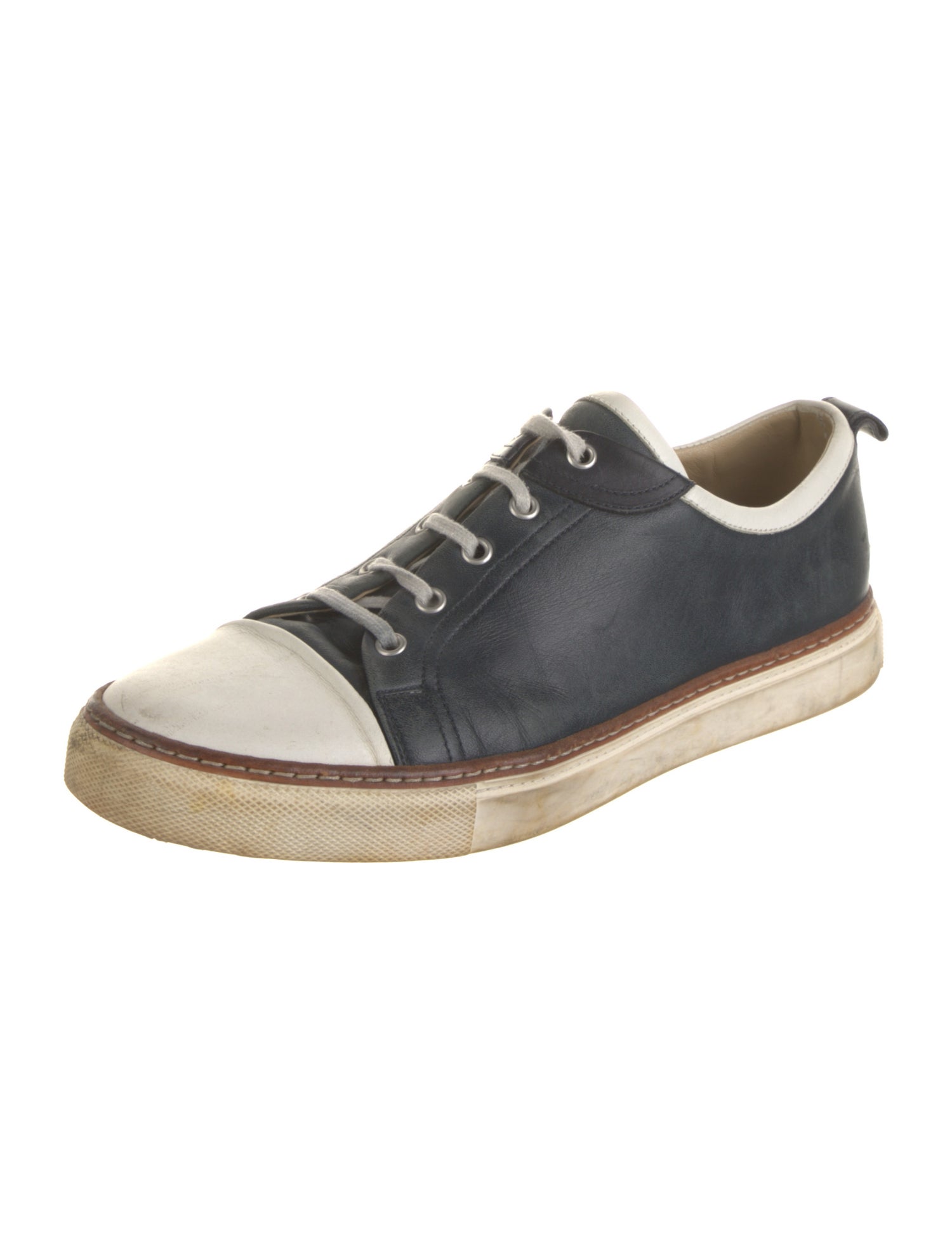 Hermès Leather Colorblock Pattern Sneakers