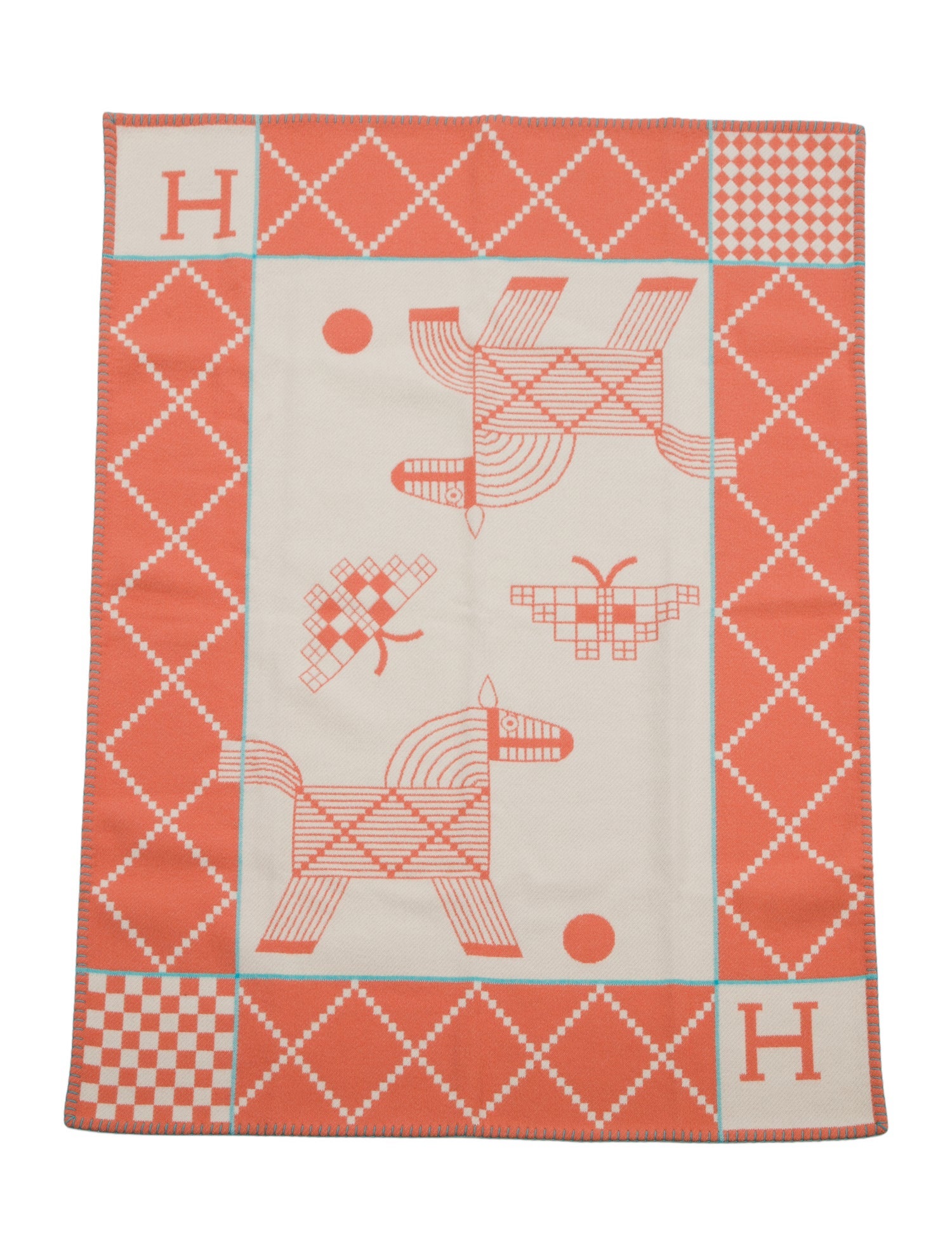 Hermès Avalon Animaux Nattes Blanket