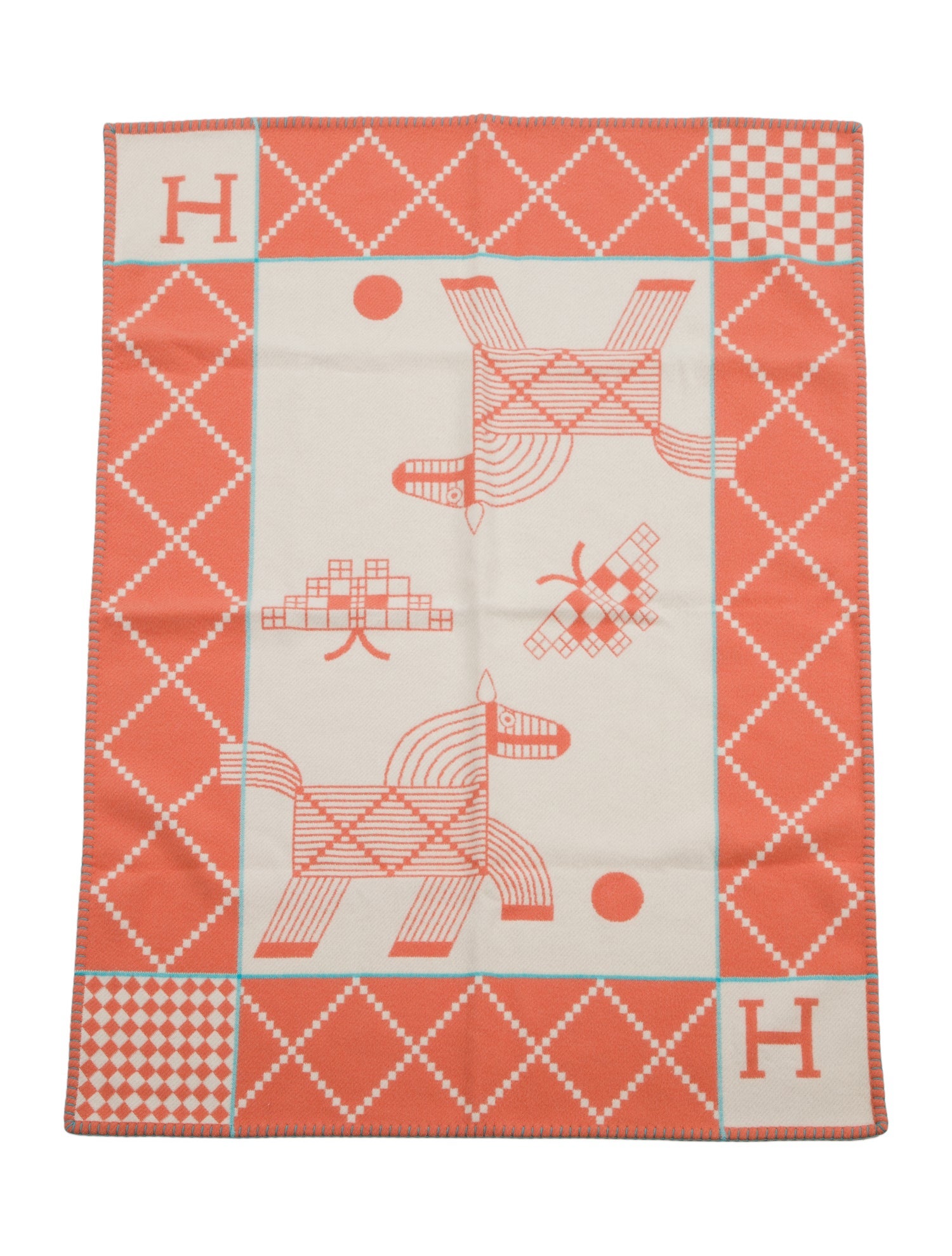 Hermès Avalon Animaux Nattes Blanket