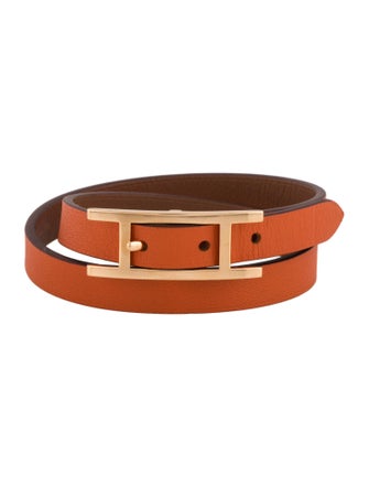 Hermès Leather Behapi Double Tour Wrap Bracelet