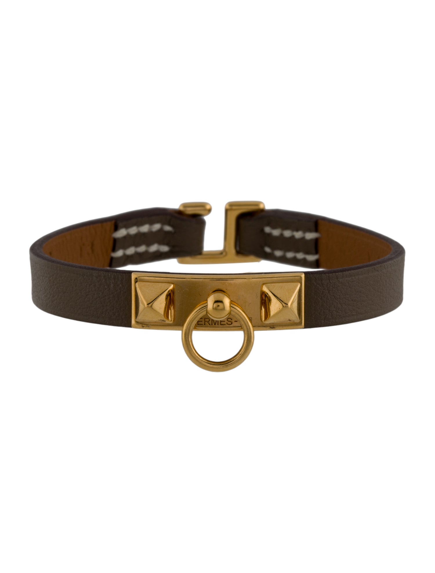 Hermès Leather Micro Rivale Wrap Bracelet