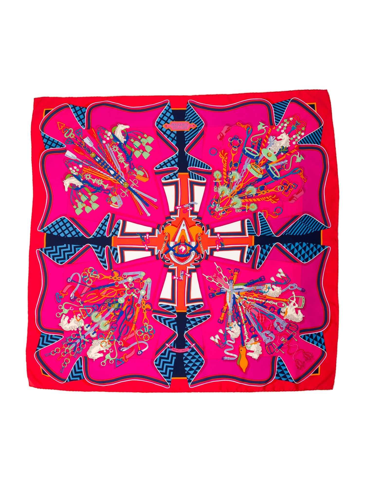 Hermès Bouquets Sellier Silk Scarf