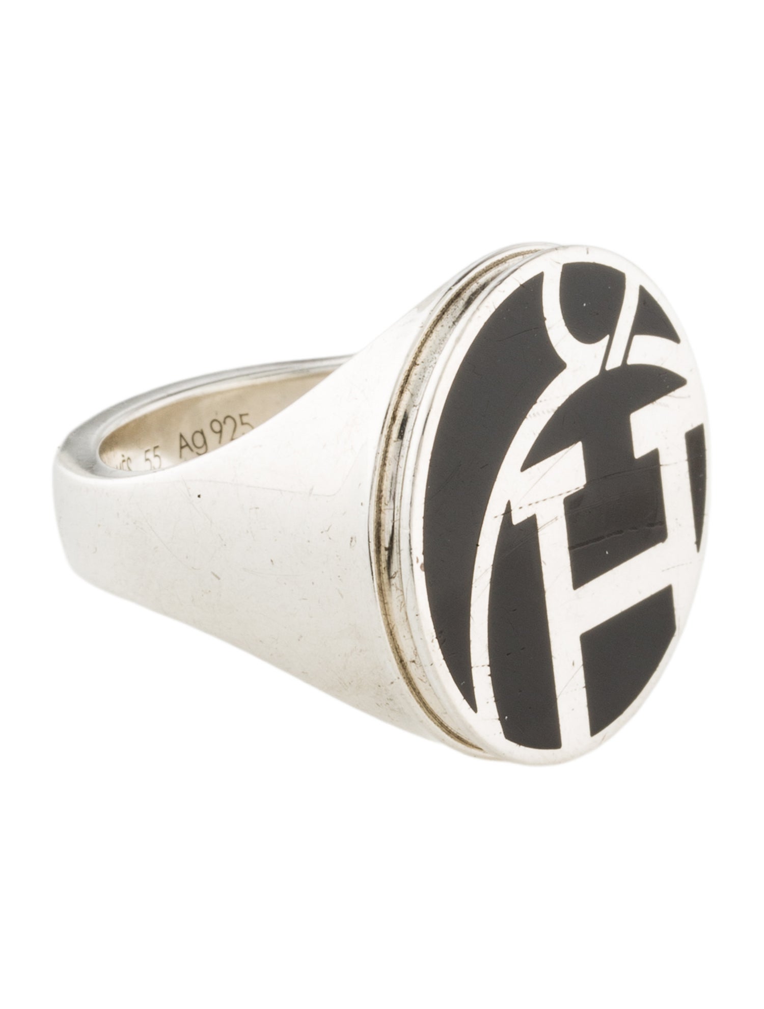 Hermès Enamel Logo Signet Ring