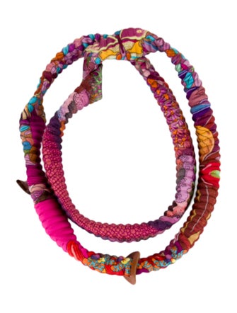 Hermès Leather & Silk Collier Plisse Petit H Necklace