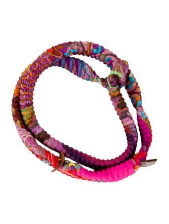 Hermès Leather & Silk Collier Plisse Petit H Necklace