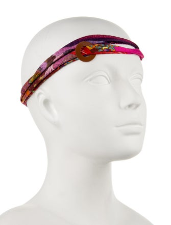 Hermès Leather & Silk Collier Plisse Petit H Necklace