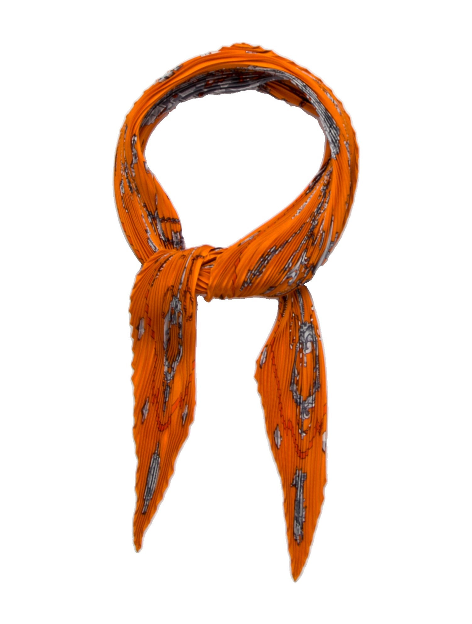 Hermès Les Clés Silk Plissé Scarf