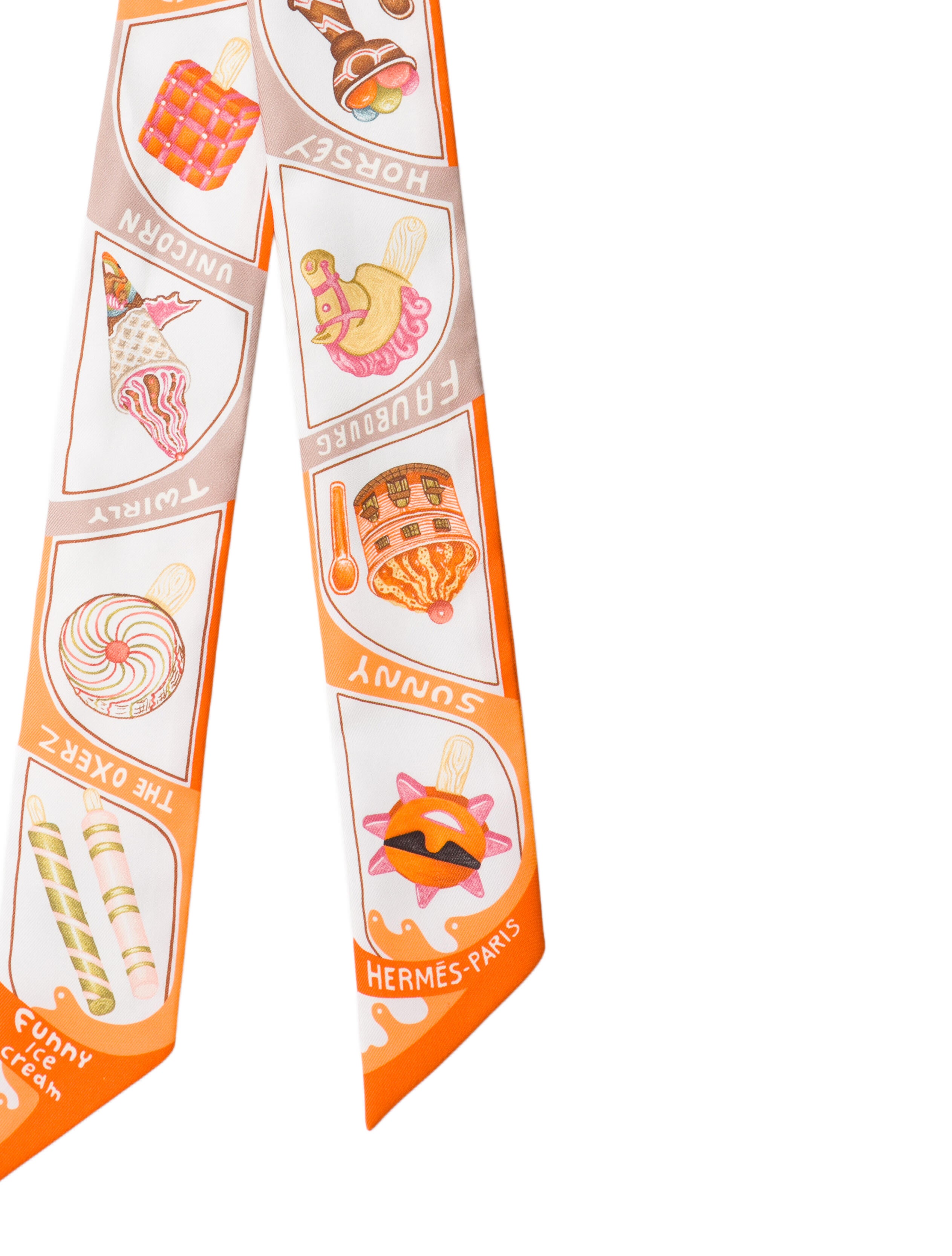 Hermès Funny Ice Cream Silk Twilly Scarf