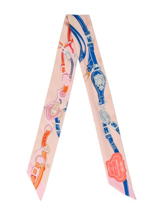 Hermès Brides de Gala Applique Pique Silk Twilly Scarf