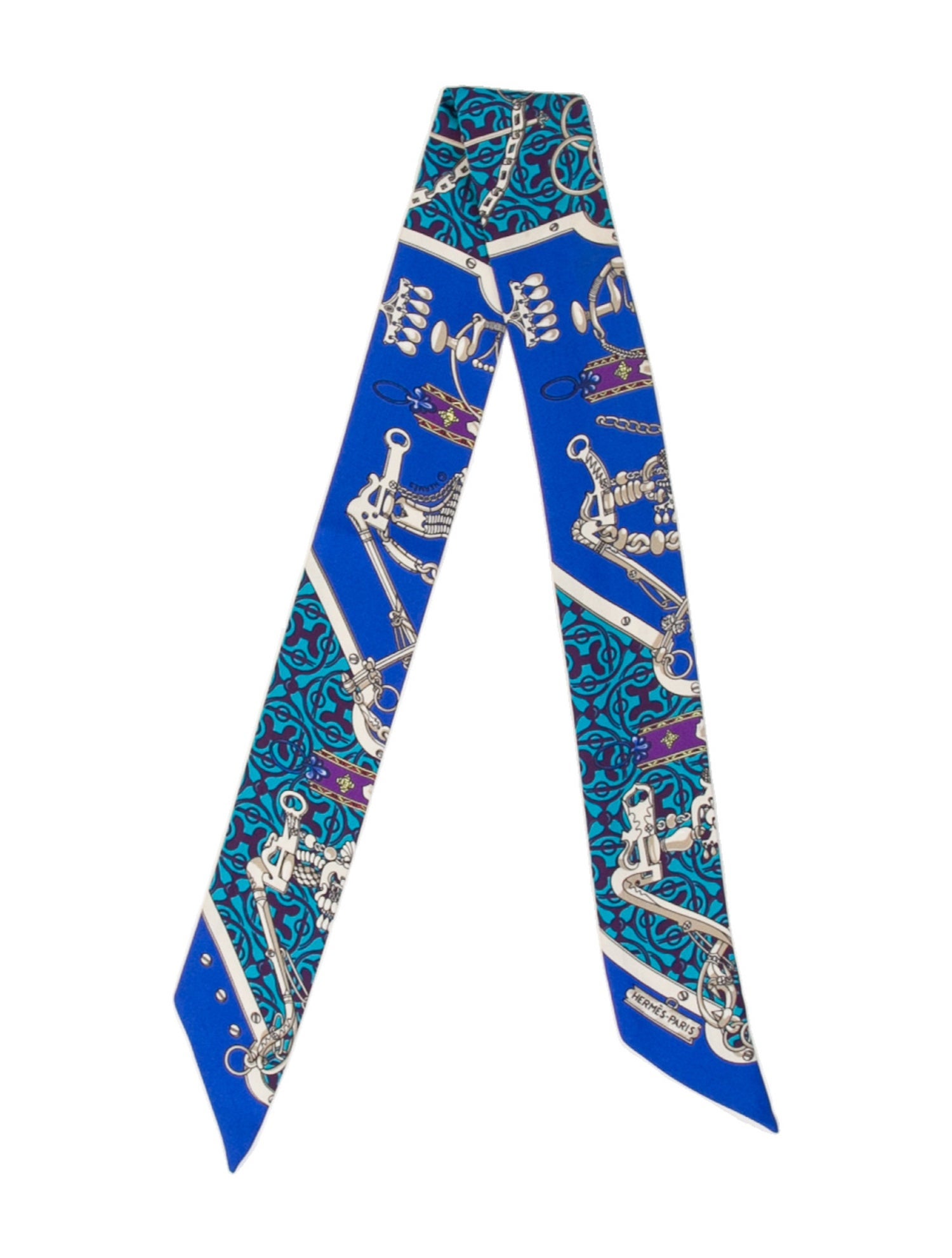 Hermès Mors Et Gourmettes Remix Silk Twilly Scarf