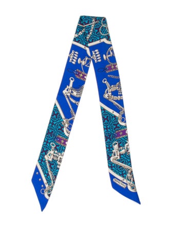 Hermès Mors Et Gourmettes Remix Silk Twilly Scarf