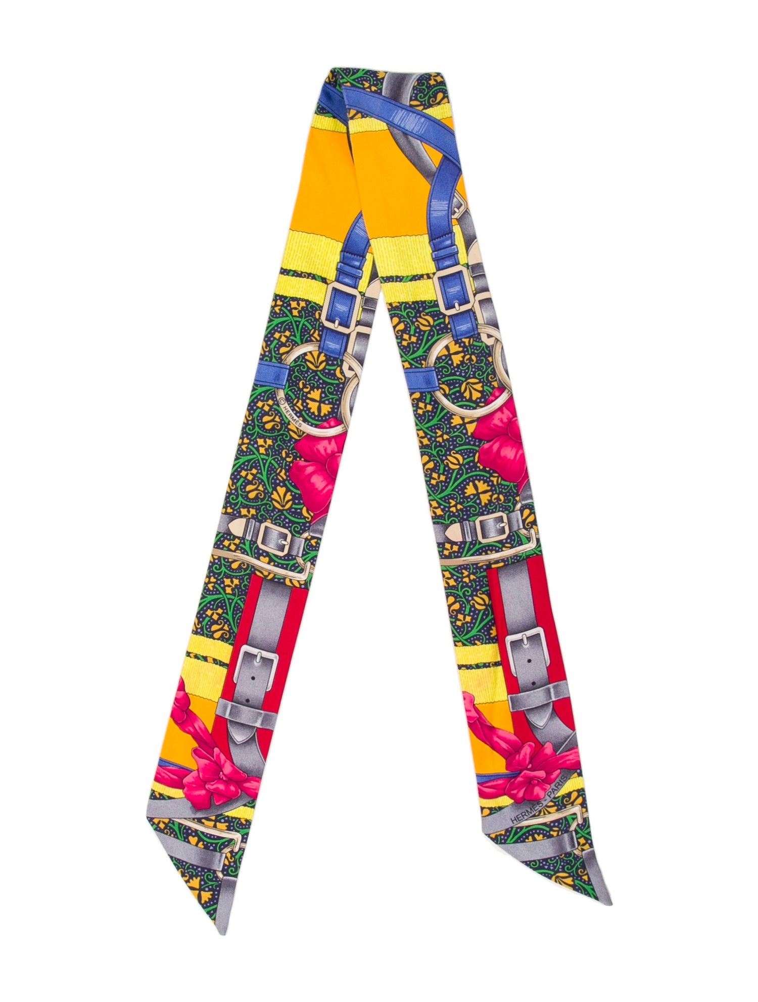 Hermès Grand Manège Fleuri Silk Twilly Scarf