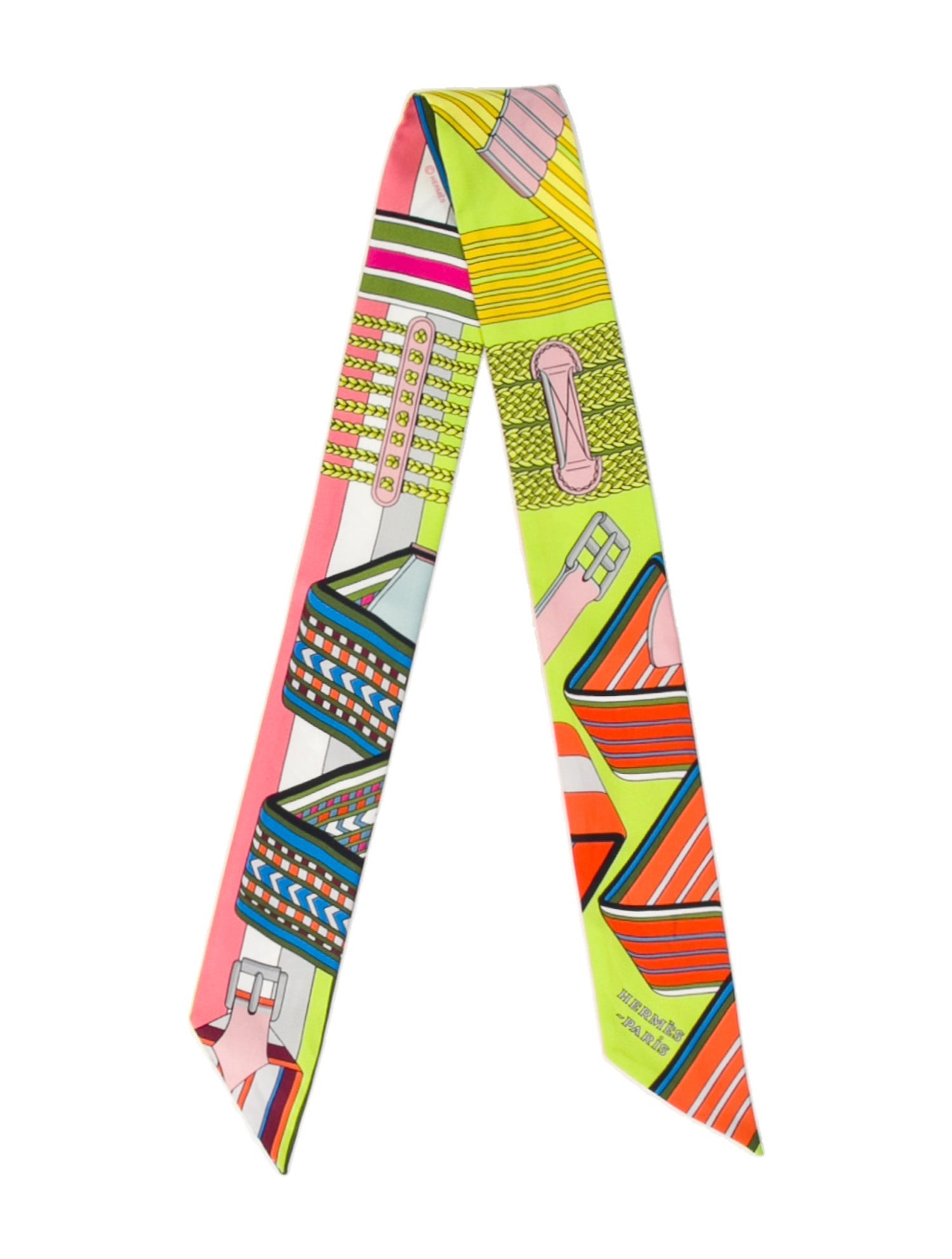 Hermès Sangles en Zigzag Silk Twilly Scarf