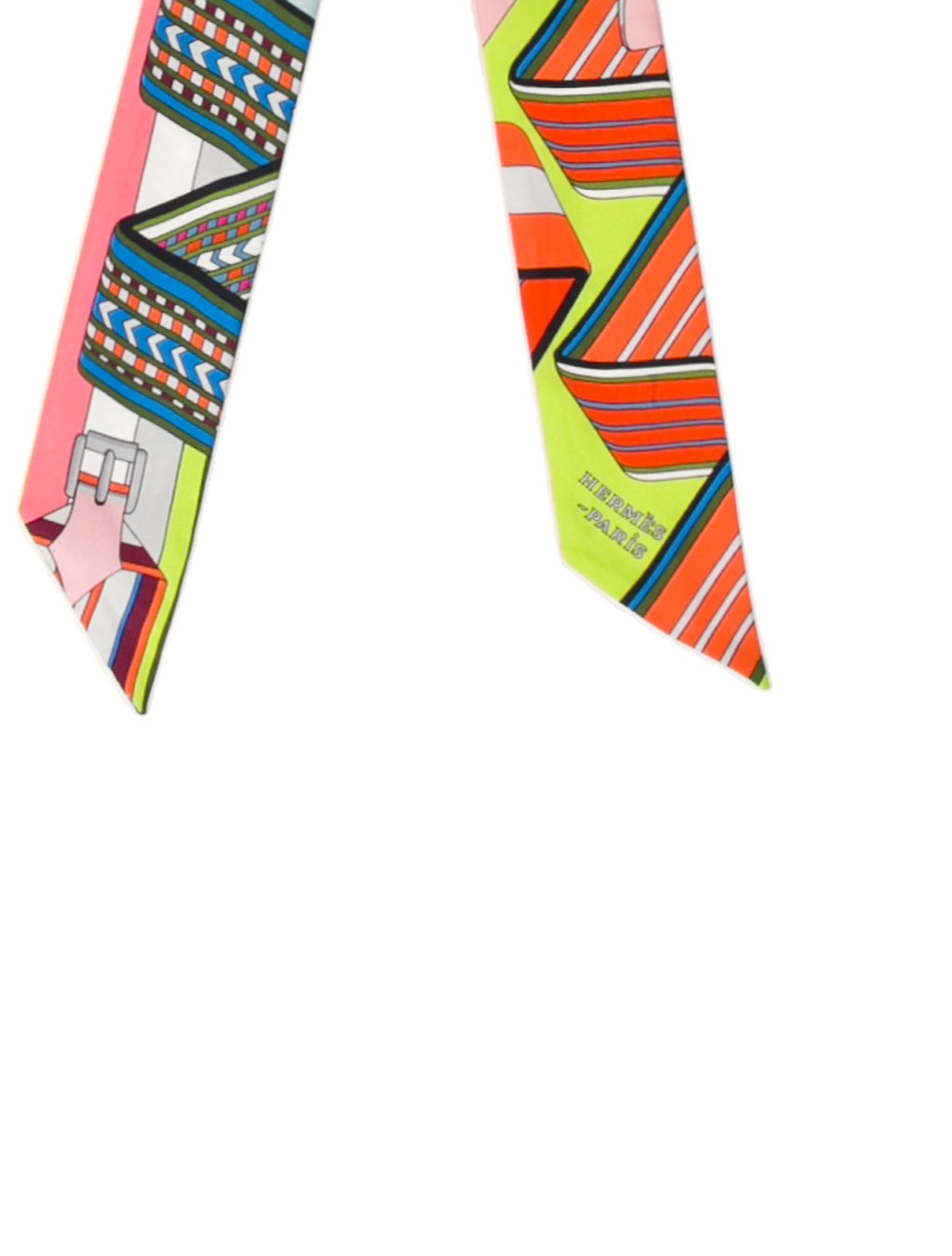 Hermès Sangles en Zigzag Silk Twilly Scarf